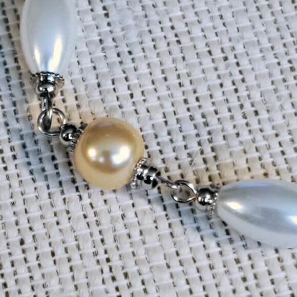 Glass Pearl Bracelet Silver White Champagne Yellow - Picture 7 of 8